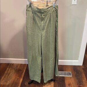 Green Free People Wide-Leg Pants